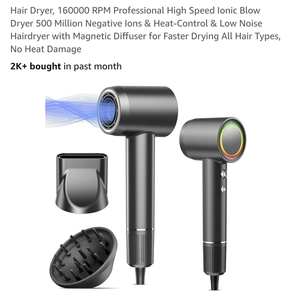 Professional Ionic Blow Dryer with Magnetic Diffuser